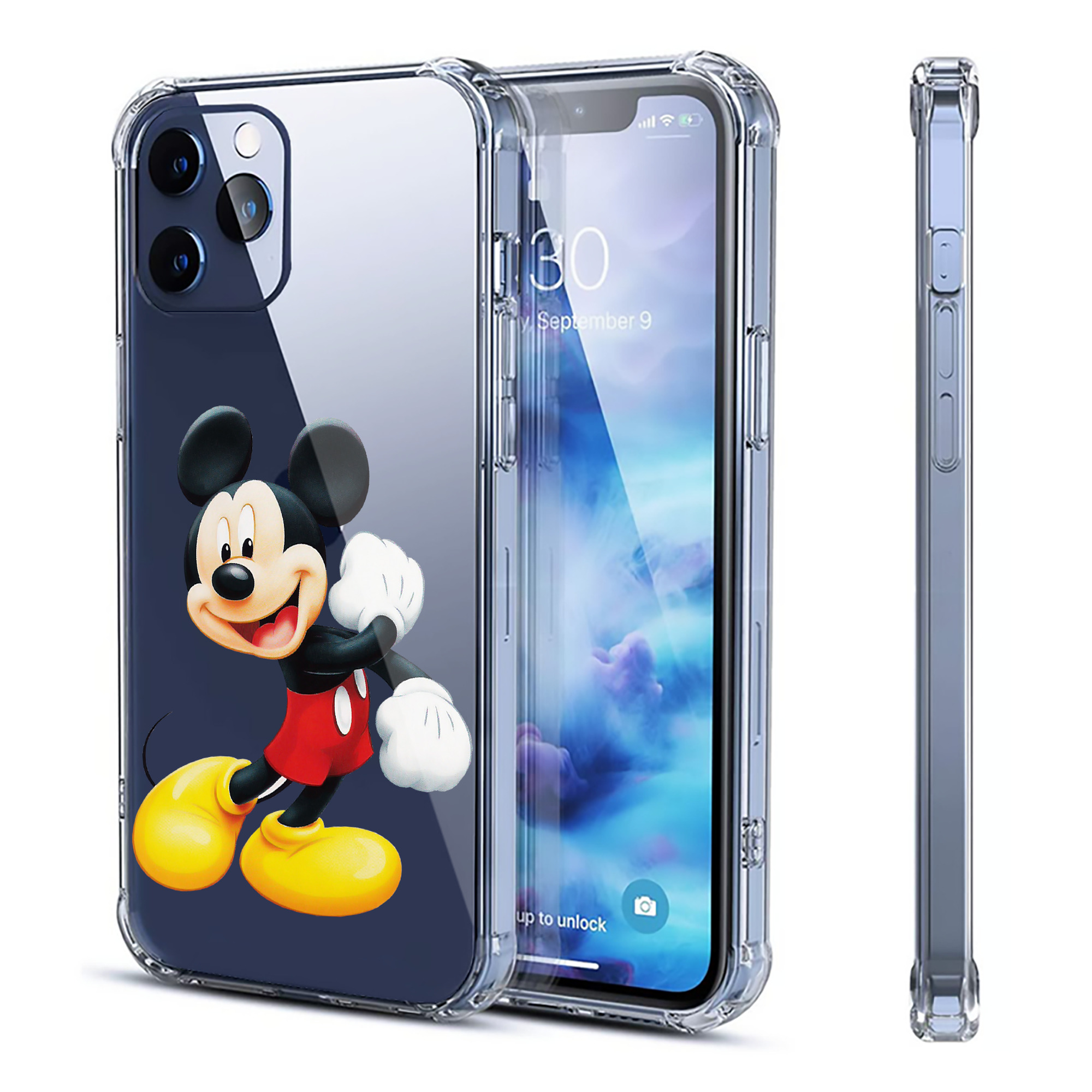 （画像用） ミッキーマウス Mickey Mouse 【iPhone 12シリーズ対応】透明スマホケース（クリアソフトケース）